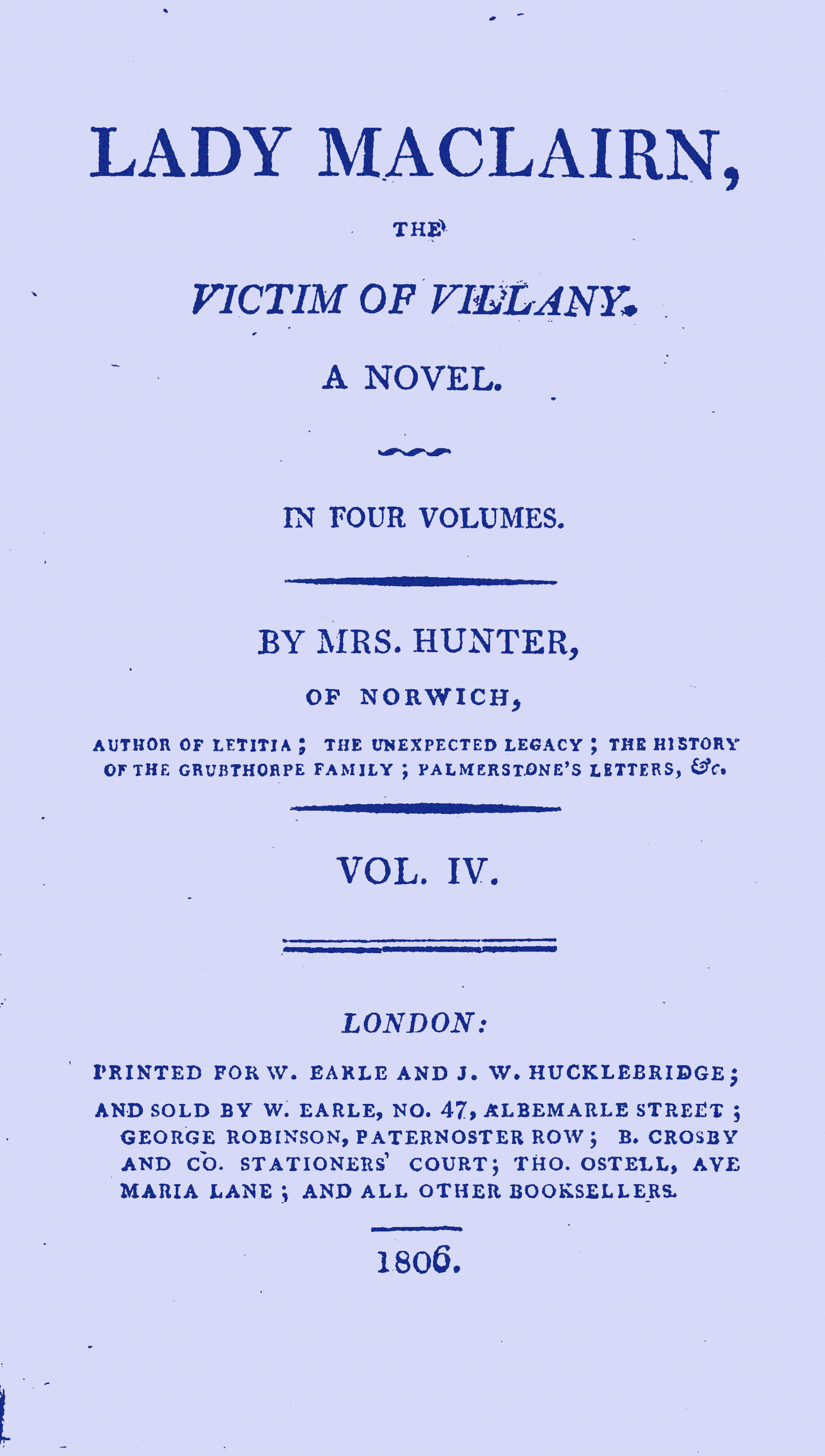 Lady Maclairn, vol. IV