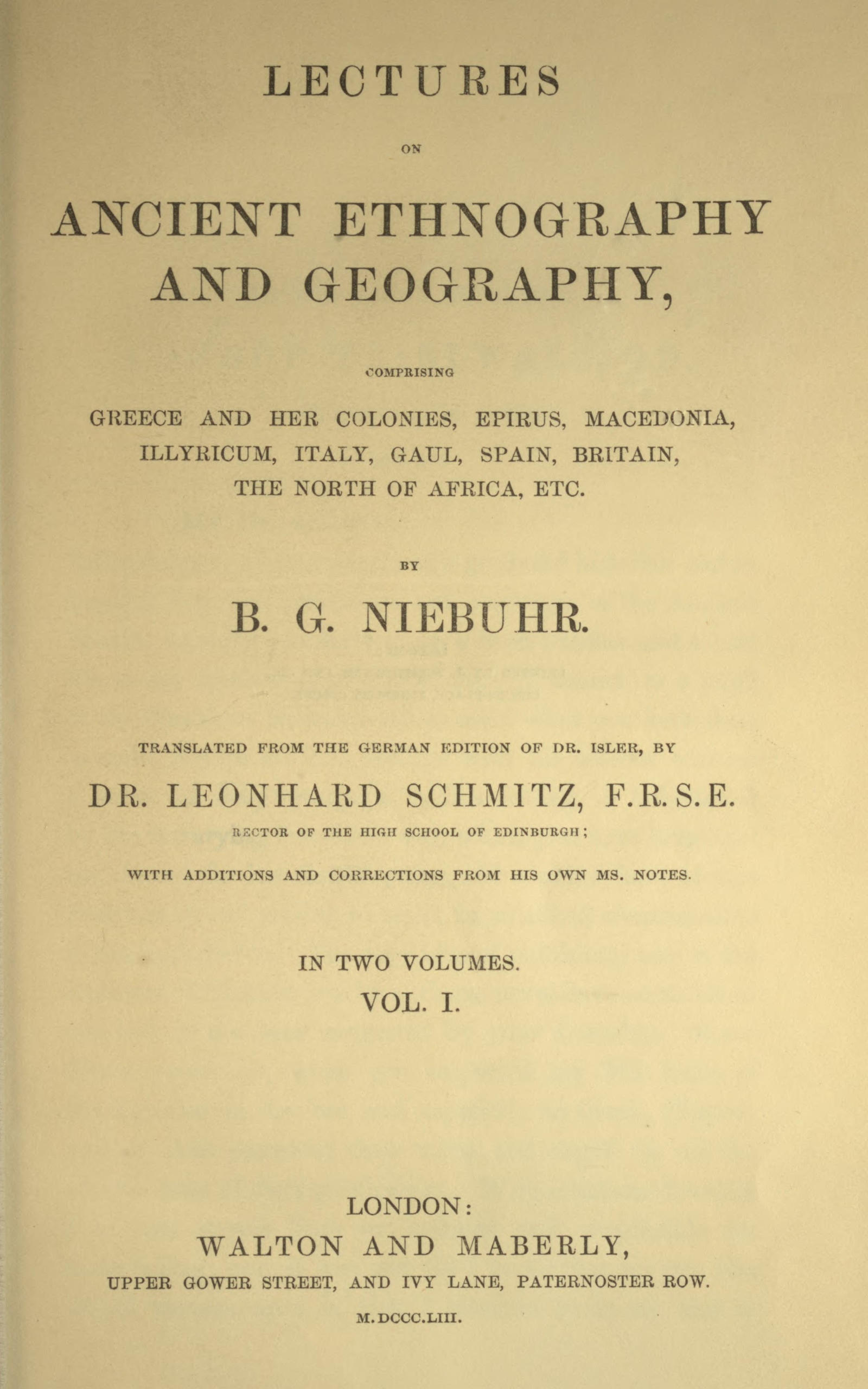 Lectures on ancient ethnography and geography, volume 1 of 2