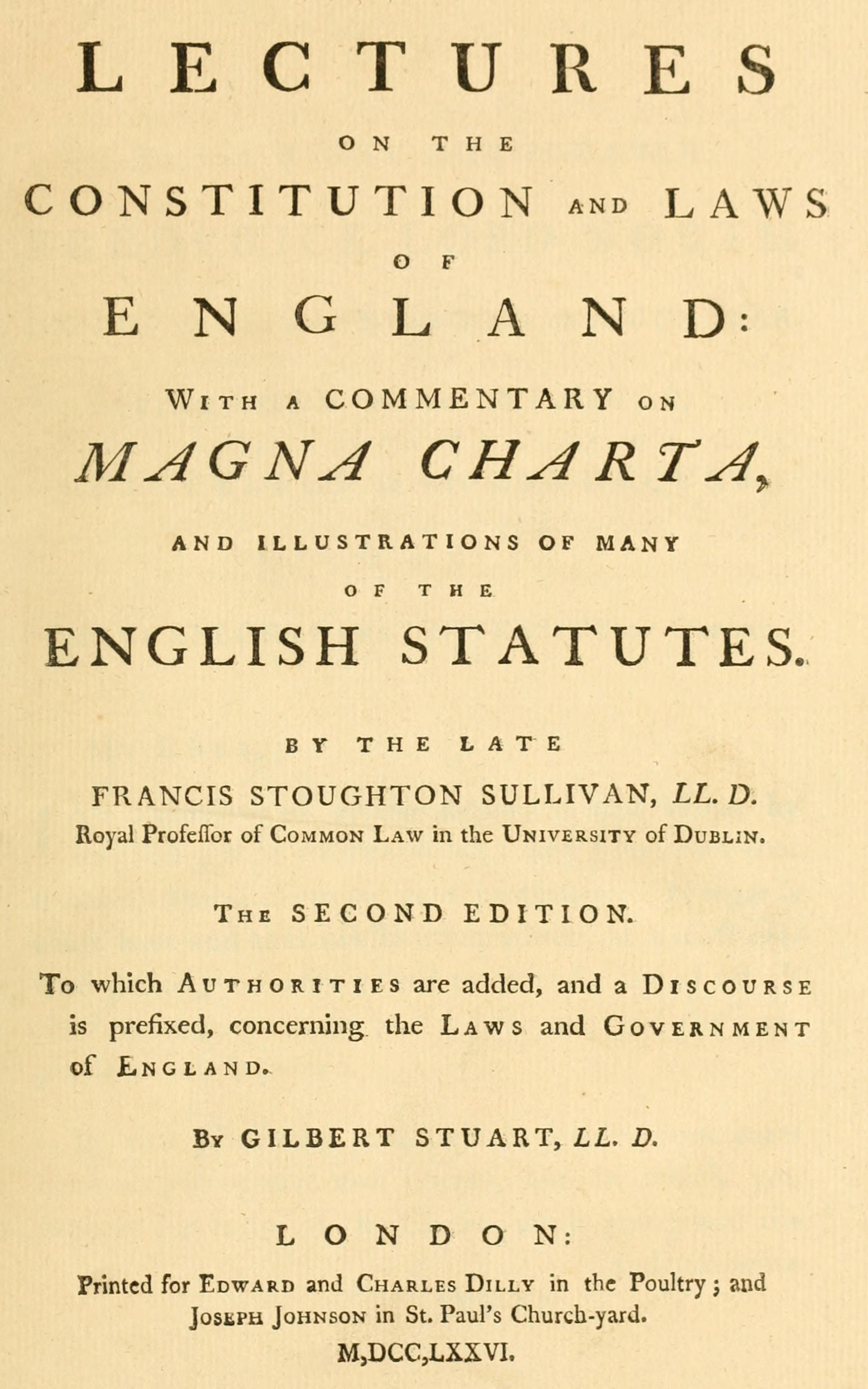 Lectures on the constitution and the laws of England