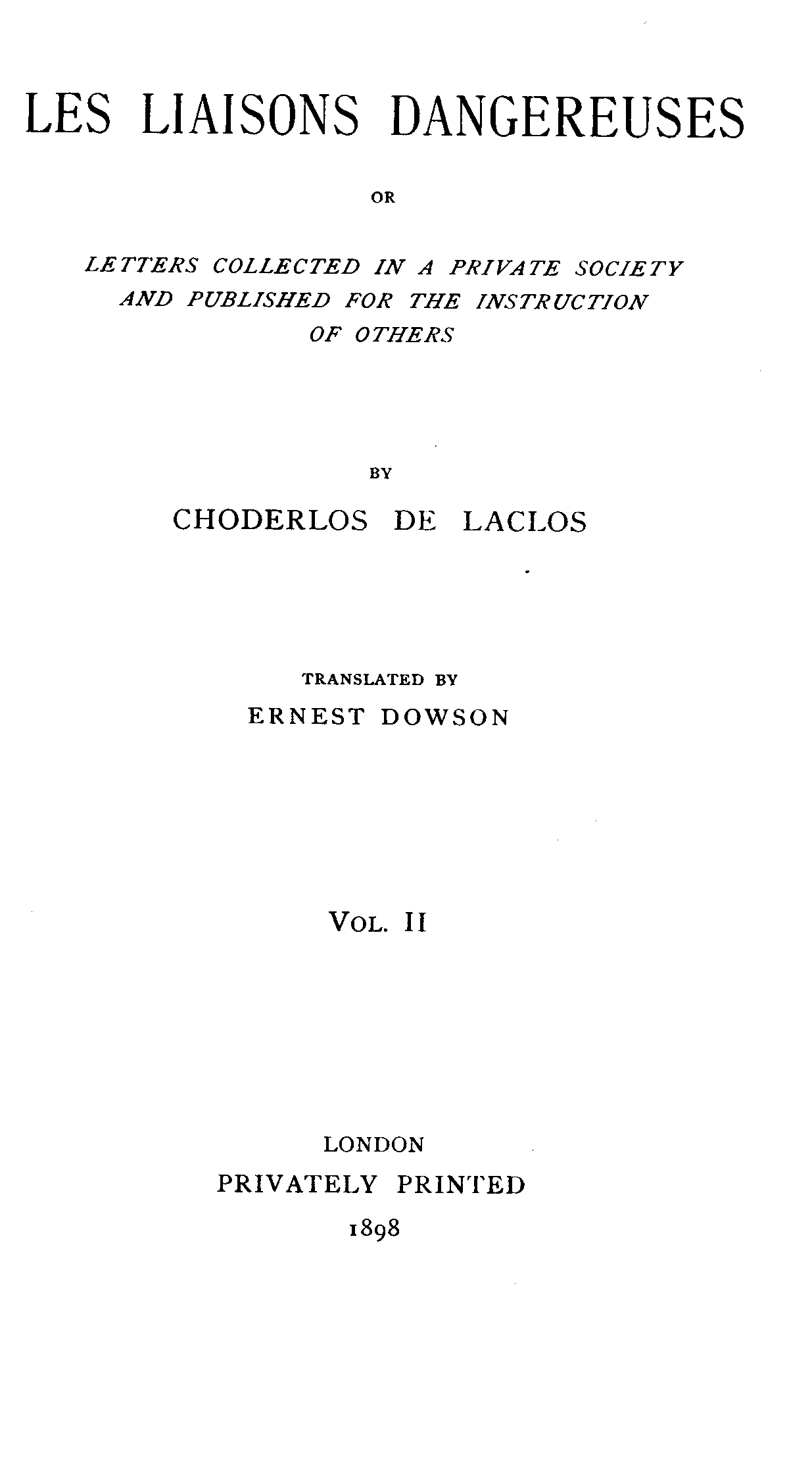 Les liaisons dangereuses Vol. II