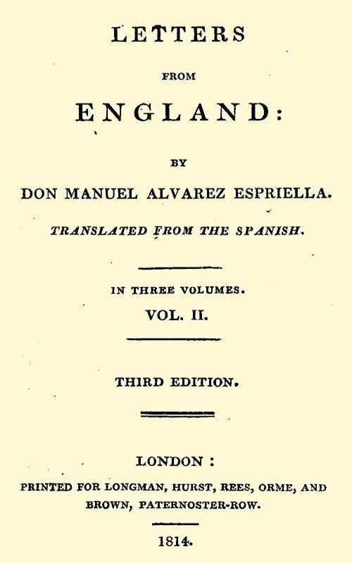 Letters from England by Don Manuel Alvarez Espriella Vol 2 (of 3)