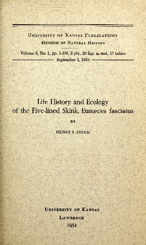 Life History and Ecology of the Five-lined Skink Eumeces fasciatus