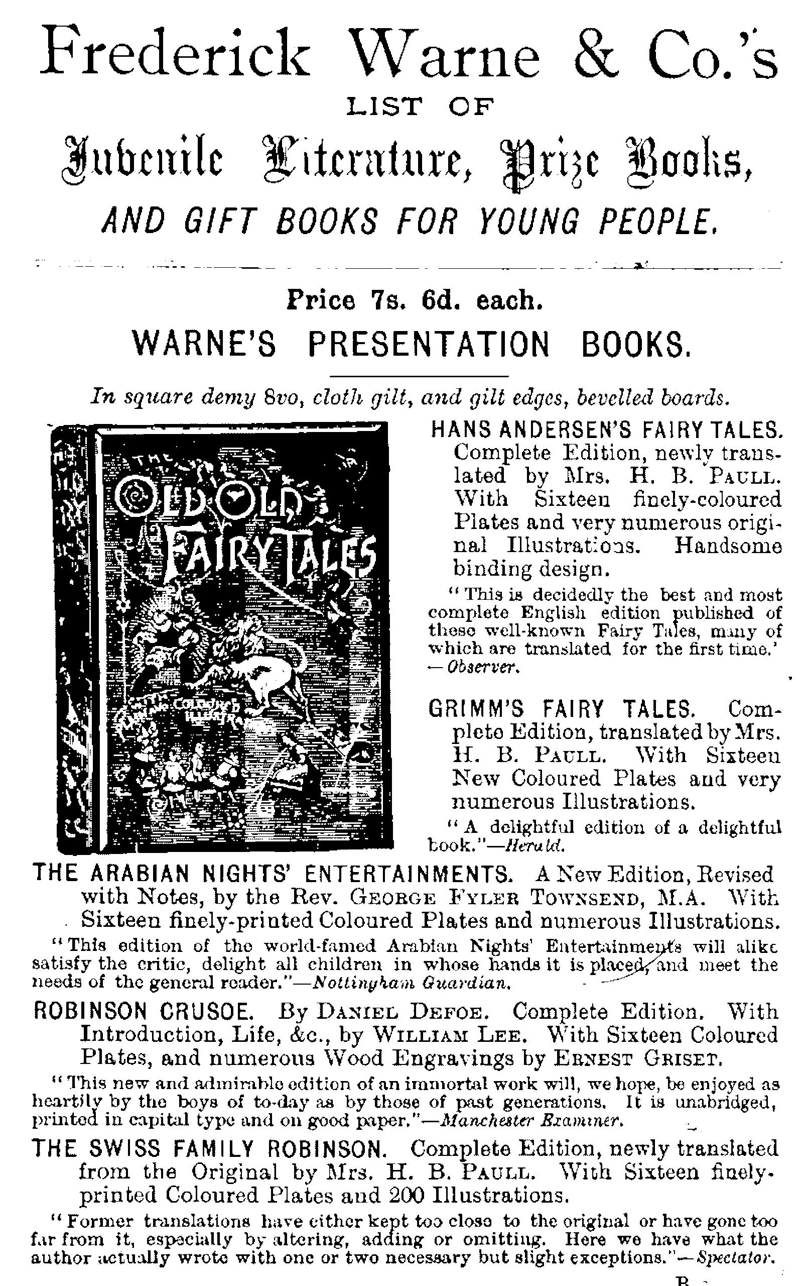 List of Juvenile Literature, Prize Books, and Gift Books for Young People