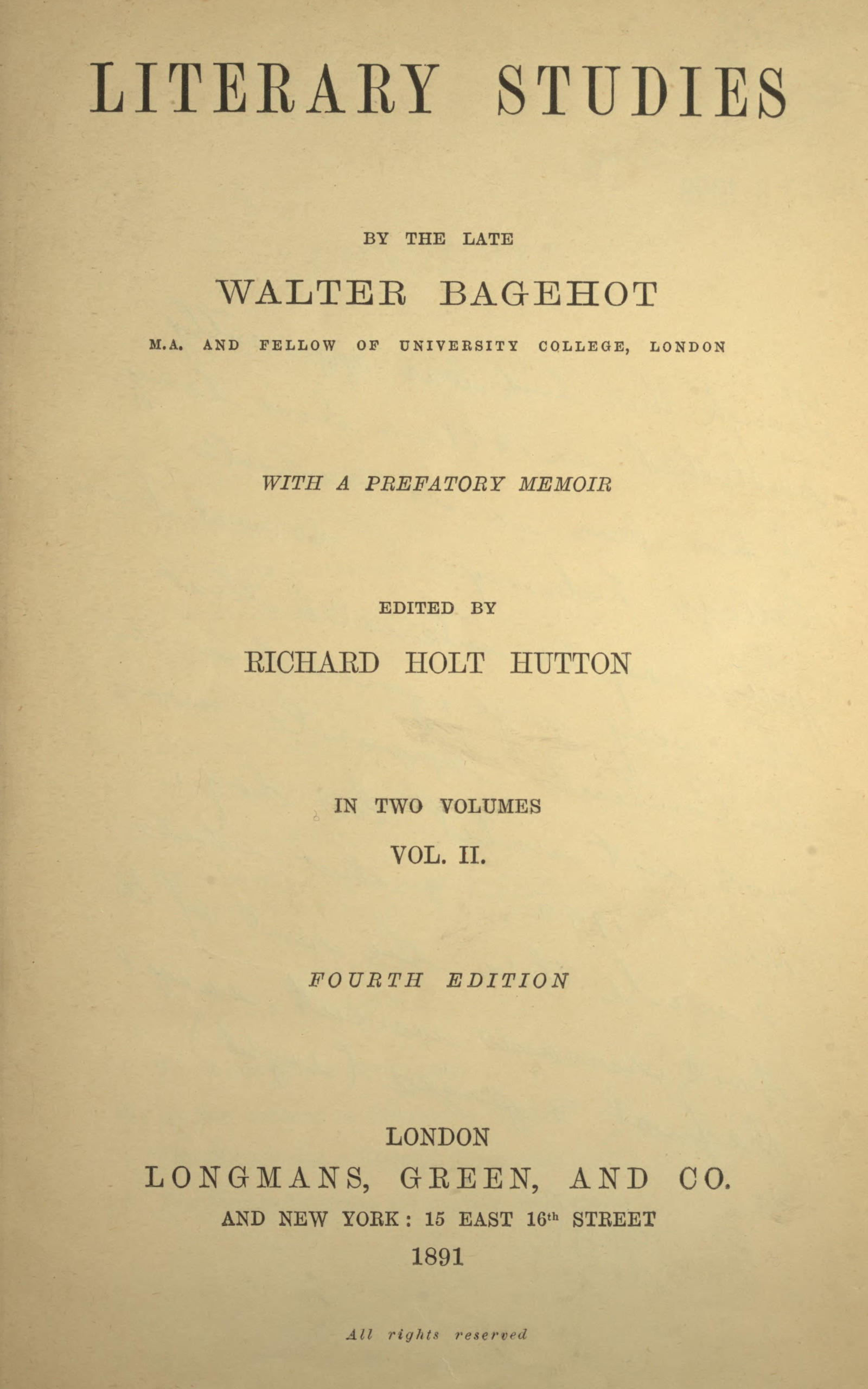Literary Studies, Volume II