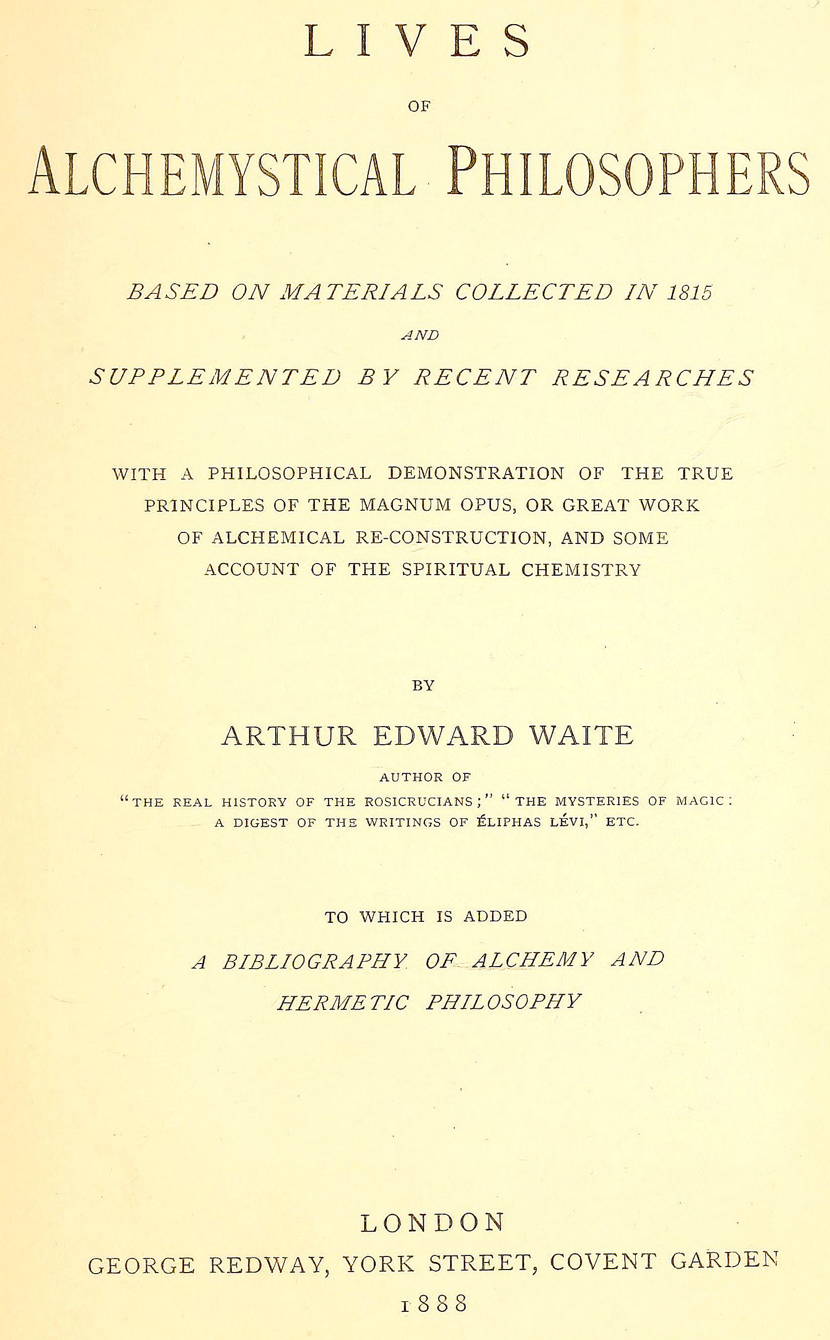 Lives of Alchemystical Philosophers