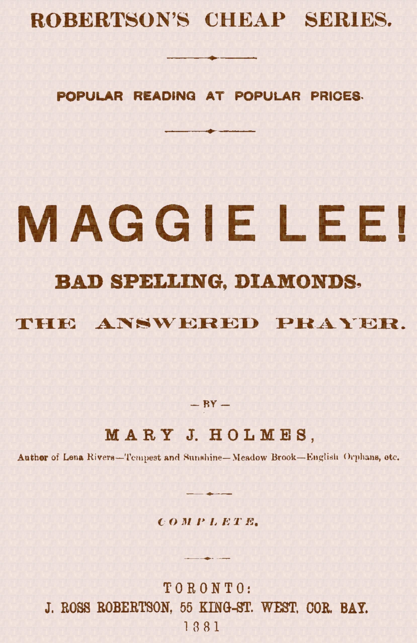 Maggie Lee! Bad Spelling, Diamonds, the Answered Prayer
