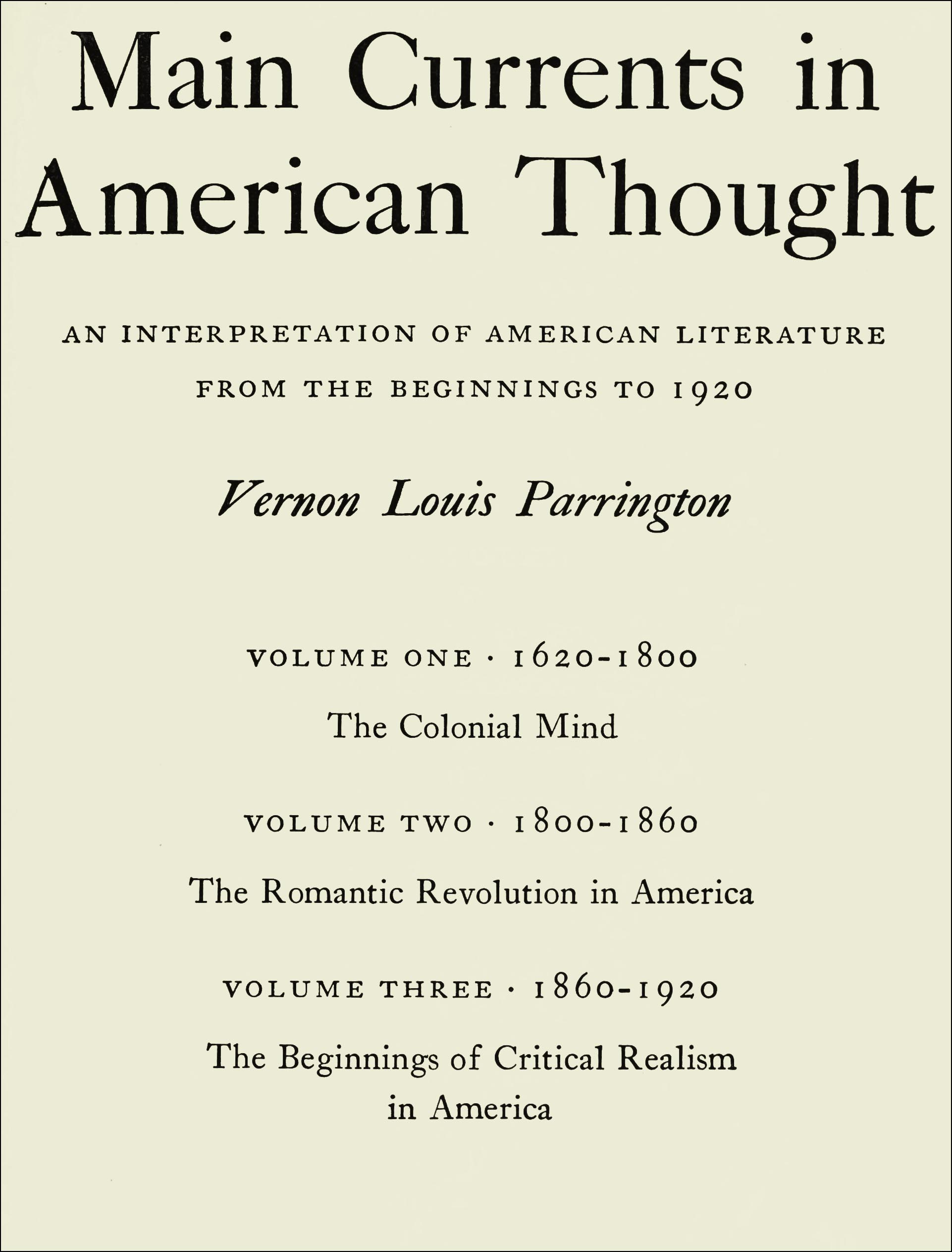Main Currents in American Thought
