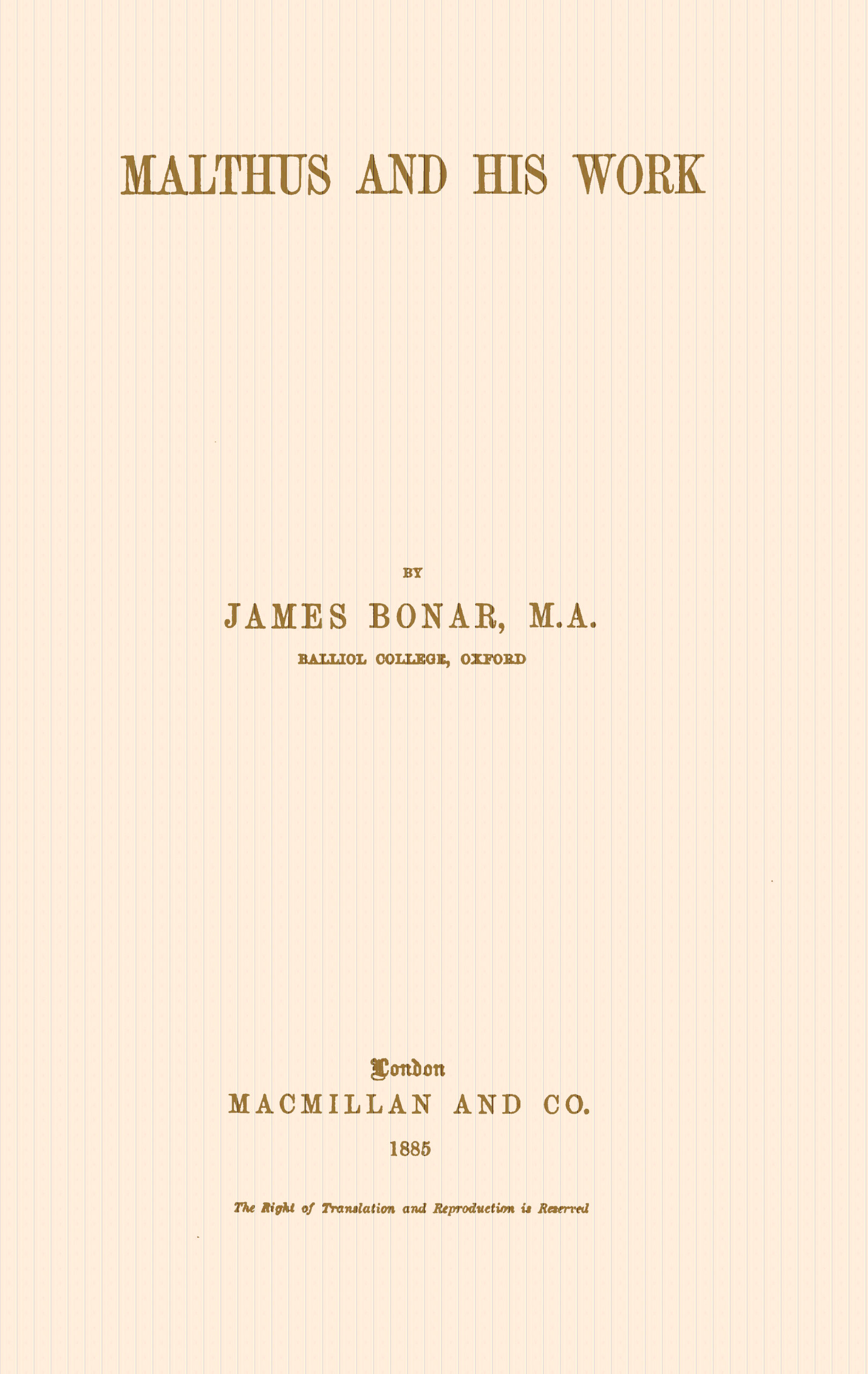 Malthus and His Work