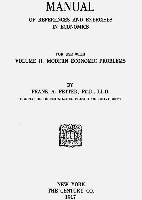 Manual of References and Exercises in Economics