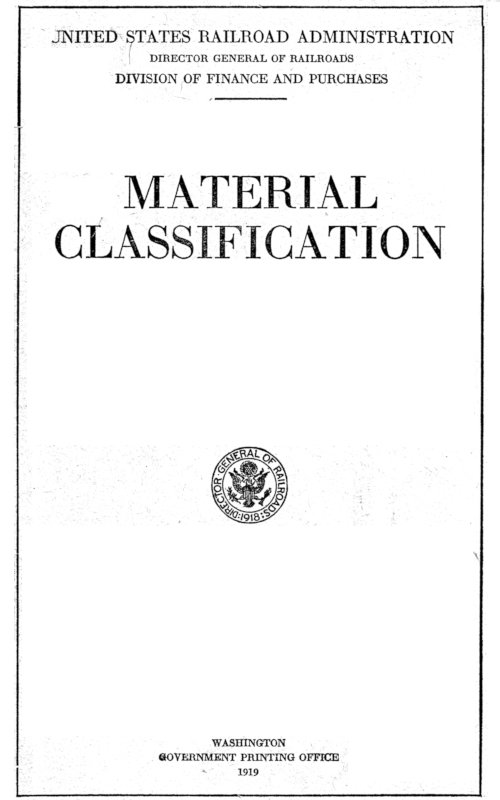 Material Classification, by United States Railroad Administration
