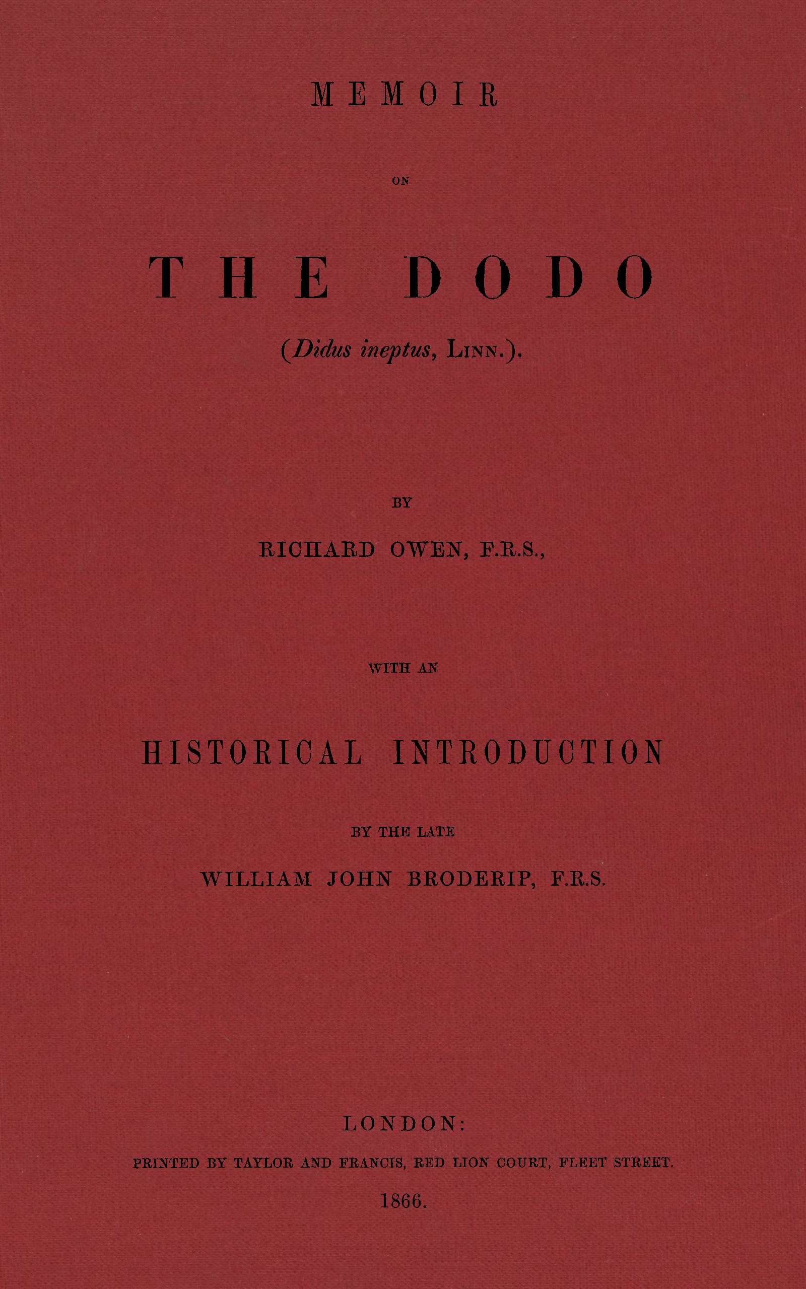 Memoir on the Dodo