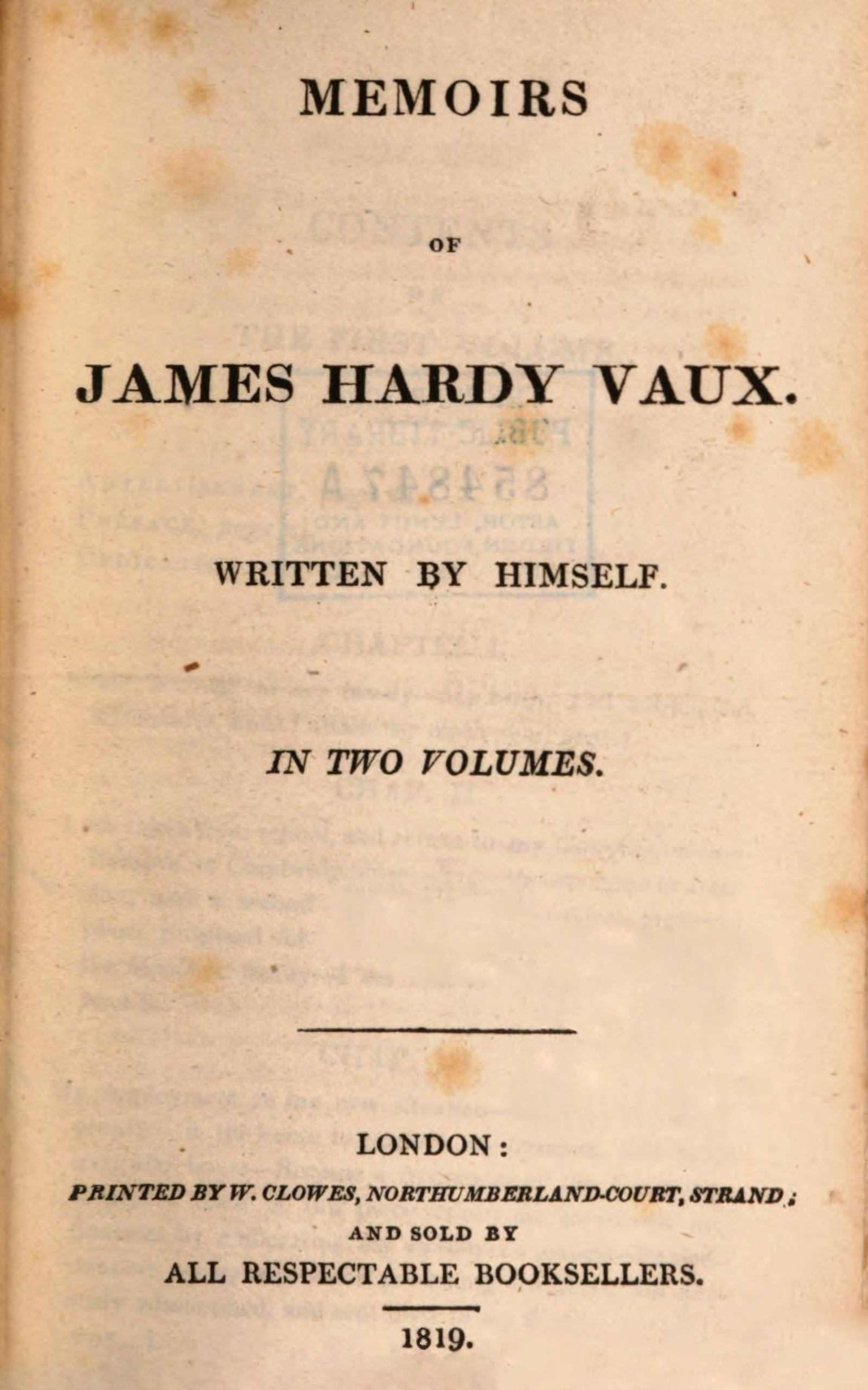Memoirs of James Hardy Vaux