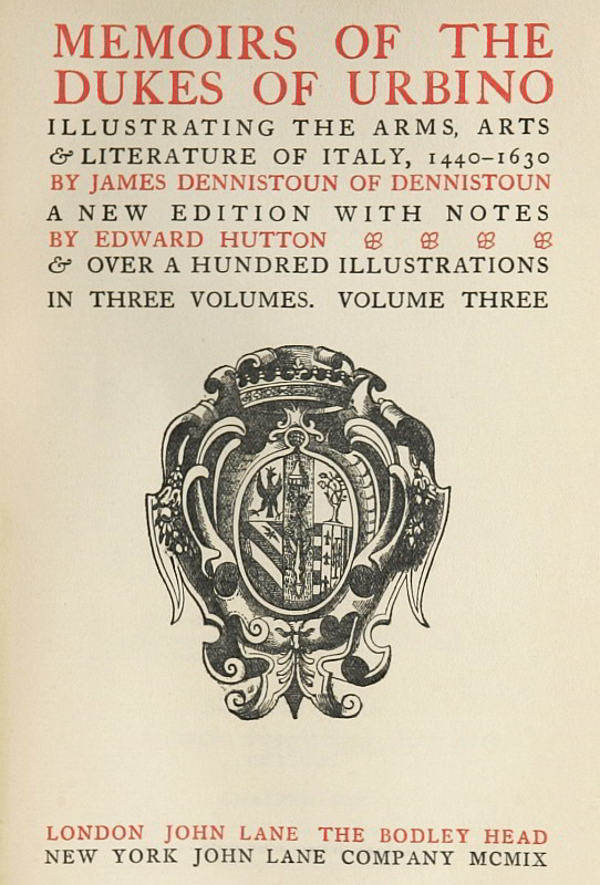 Memoirs of the Dukes of Urbino, Volume III (of 3)