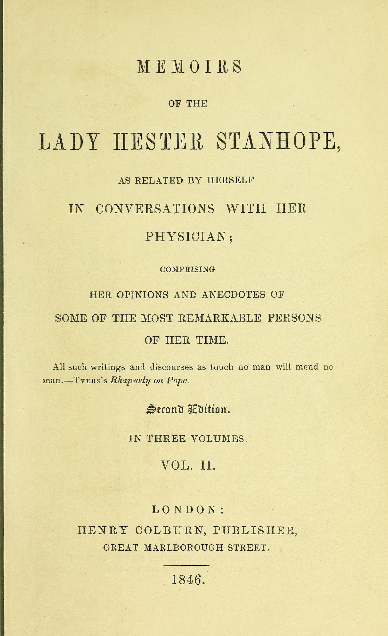 Memoirs of the Lady Hester Stanhope, Vol. 2
