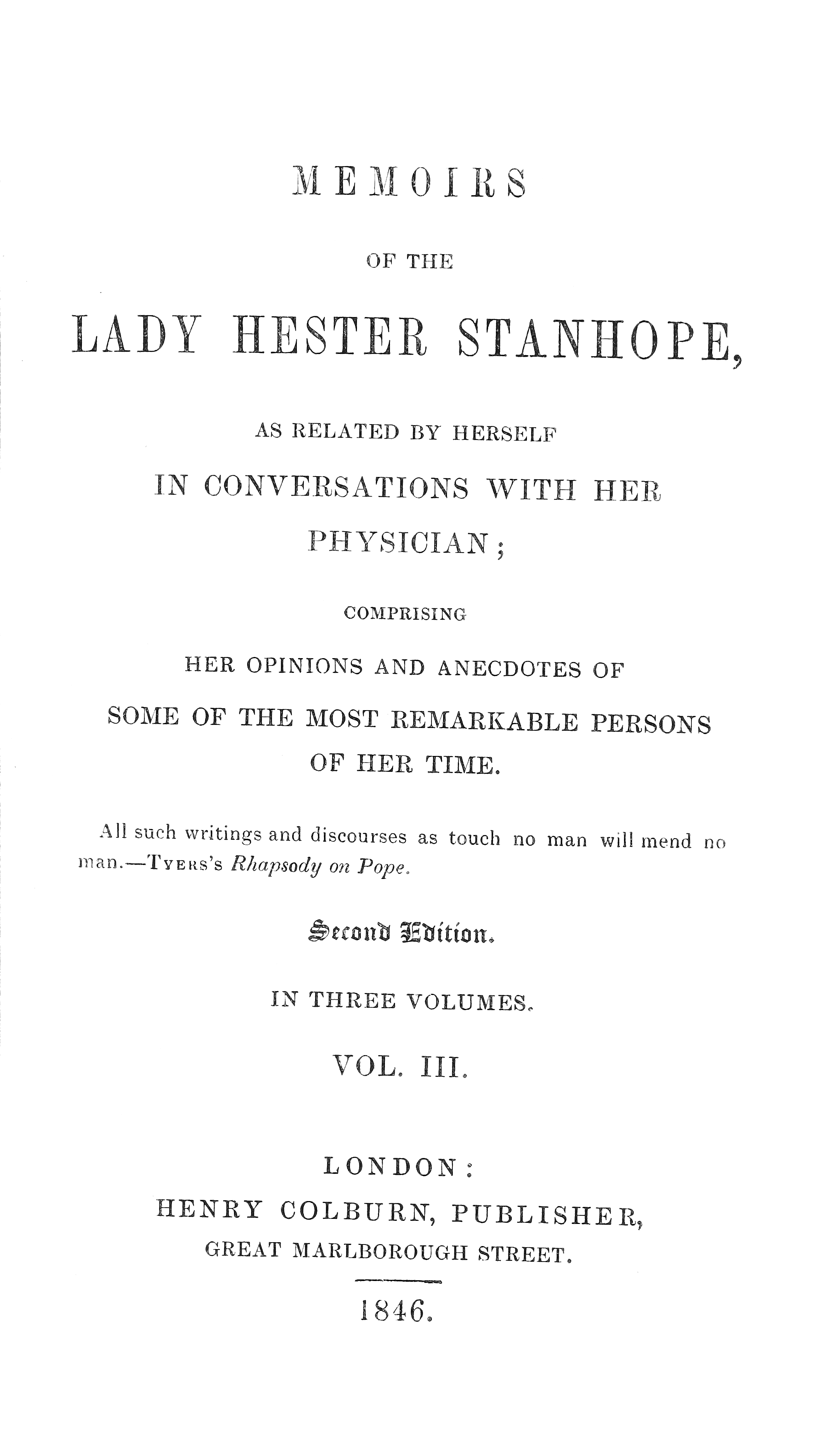 Memoirs of the Lady Hester Stanhope, Vol. 3