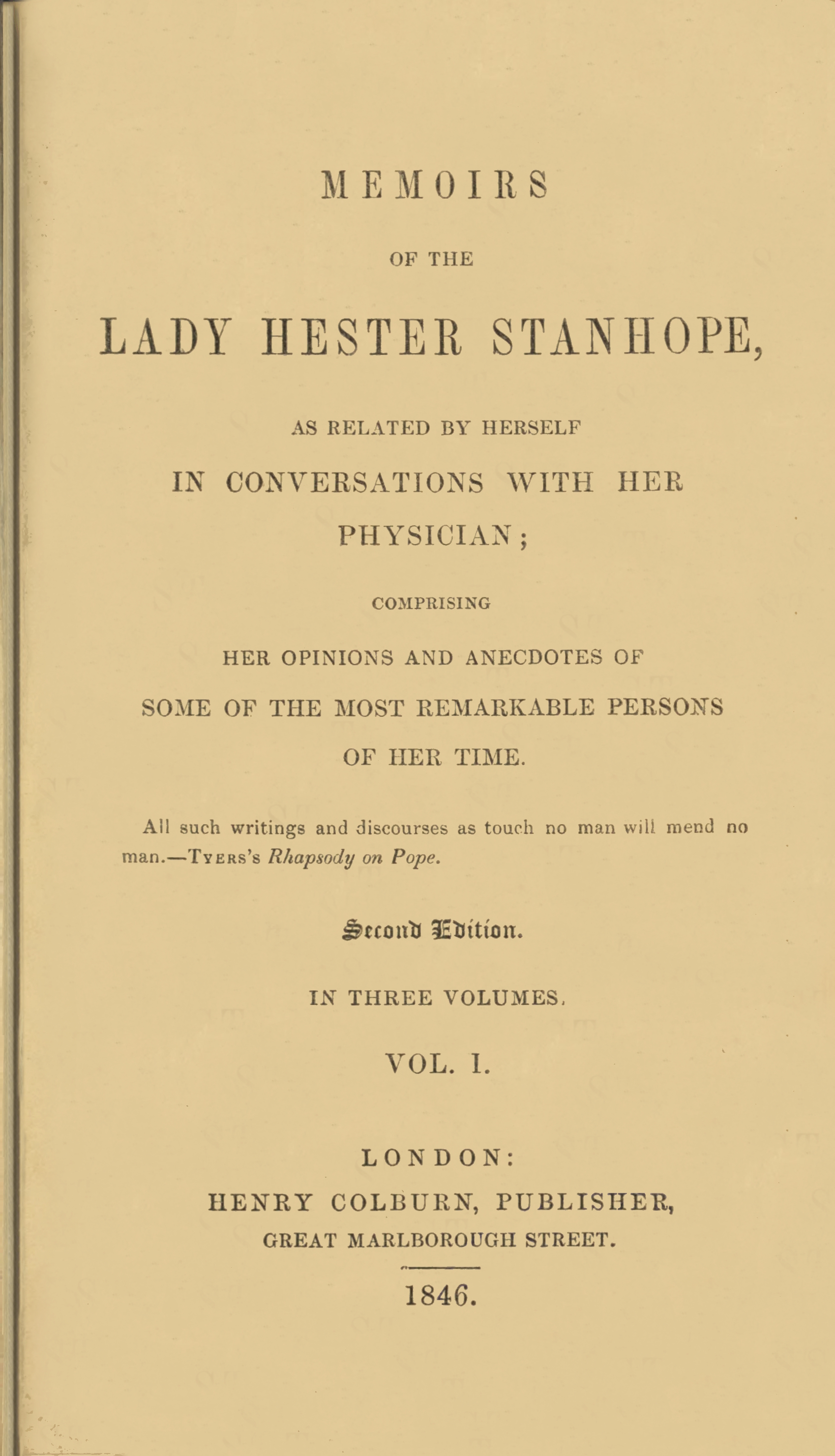 Memoirs of the Lady Hester Stanhope