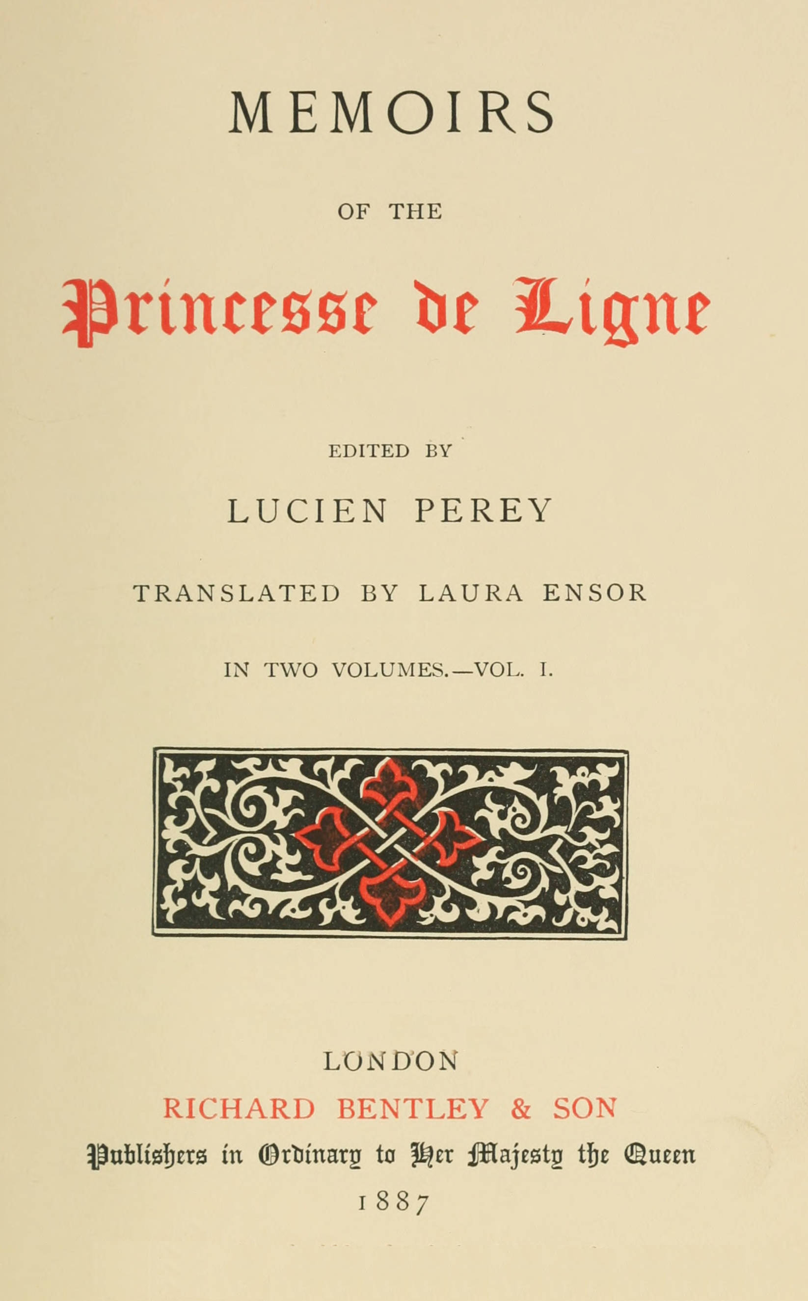 Memoirs of the Princesse de Ligne, vol.1