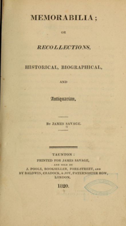Memorabilia; or, Recollections, Historical, Biographical and Antiquarian