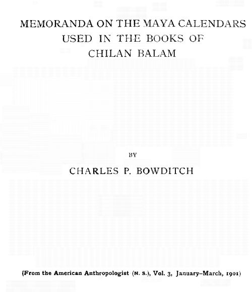 Memoranda On The Maya Calendars Used In The Books Of Chilan Balam