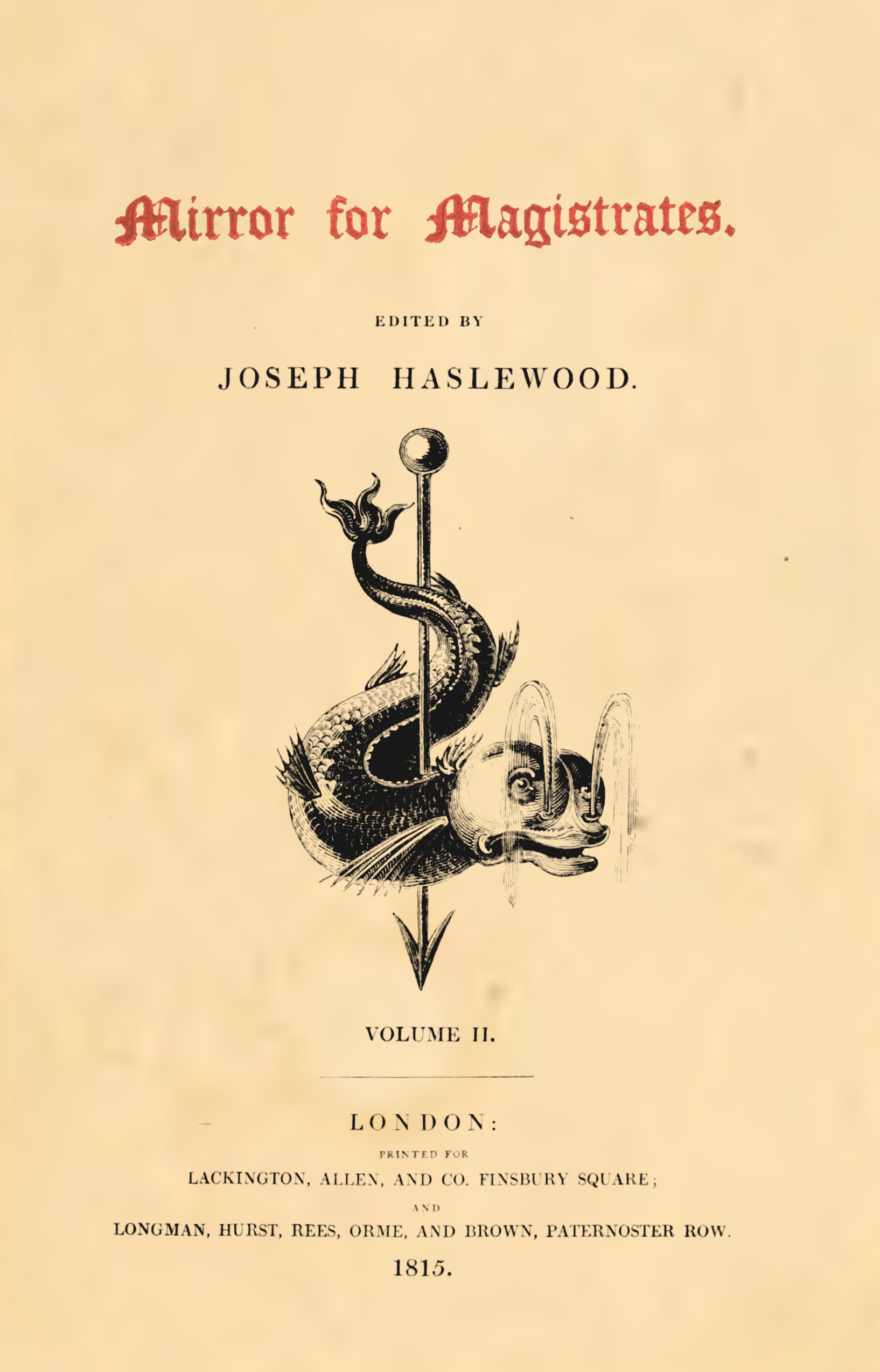 Mirror For Magistrates, Volume II, Part 1