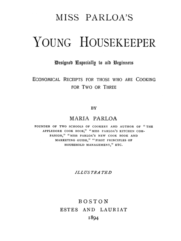 Miss Parloa’s Young Housekeeper