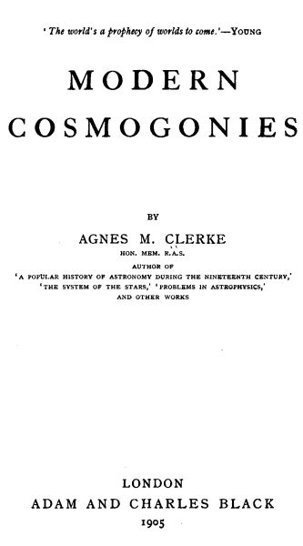Modern Cosmogonies