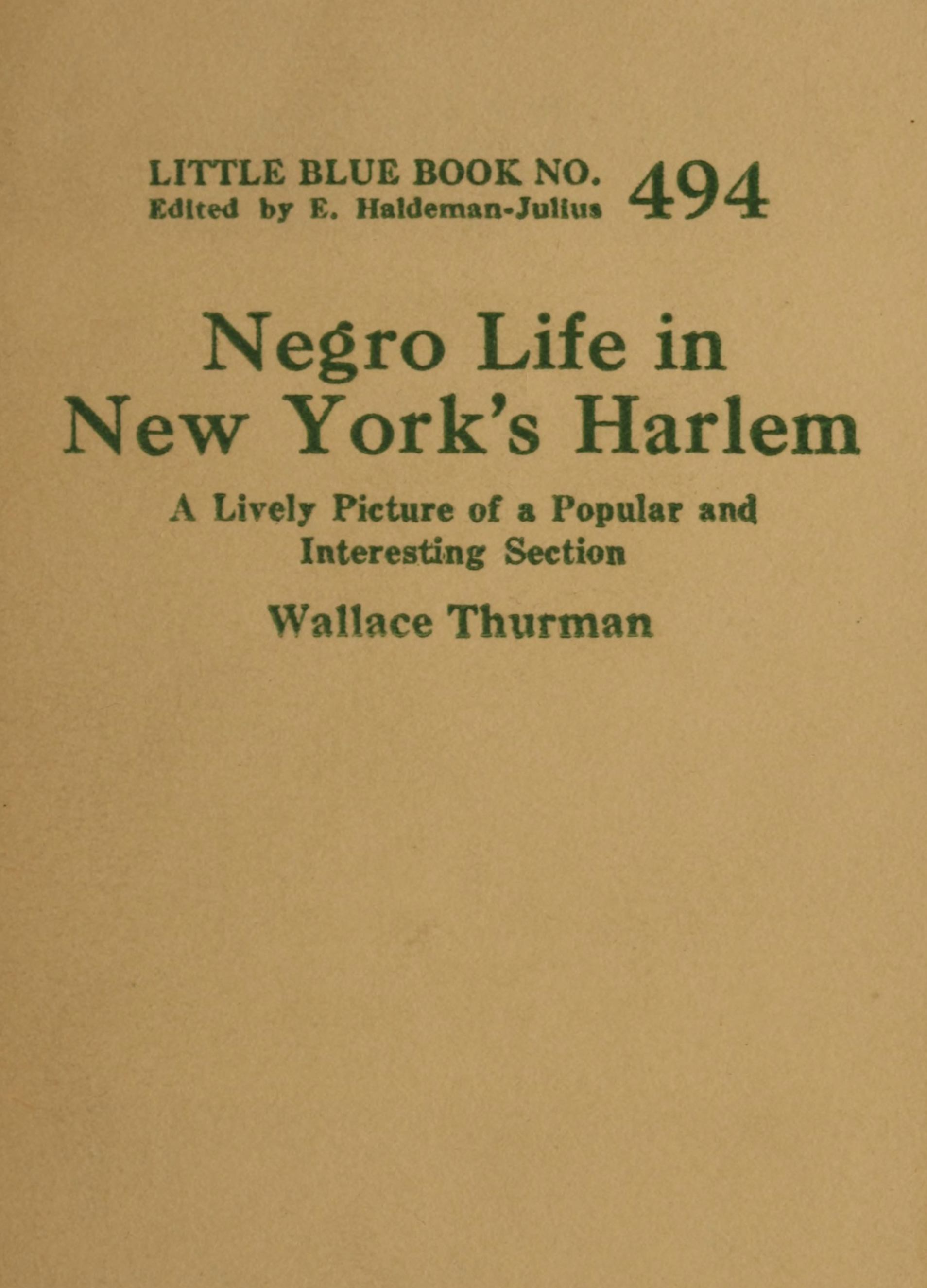 Negro Life in New York’s Harlem