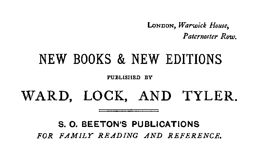 New Books & New Editions published by Ward, Lock and Tyler (1868)