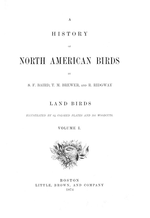 North American Land Birds, Vol. 1, by Baird, Brewer and Ridgway