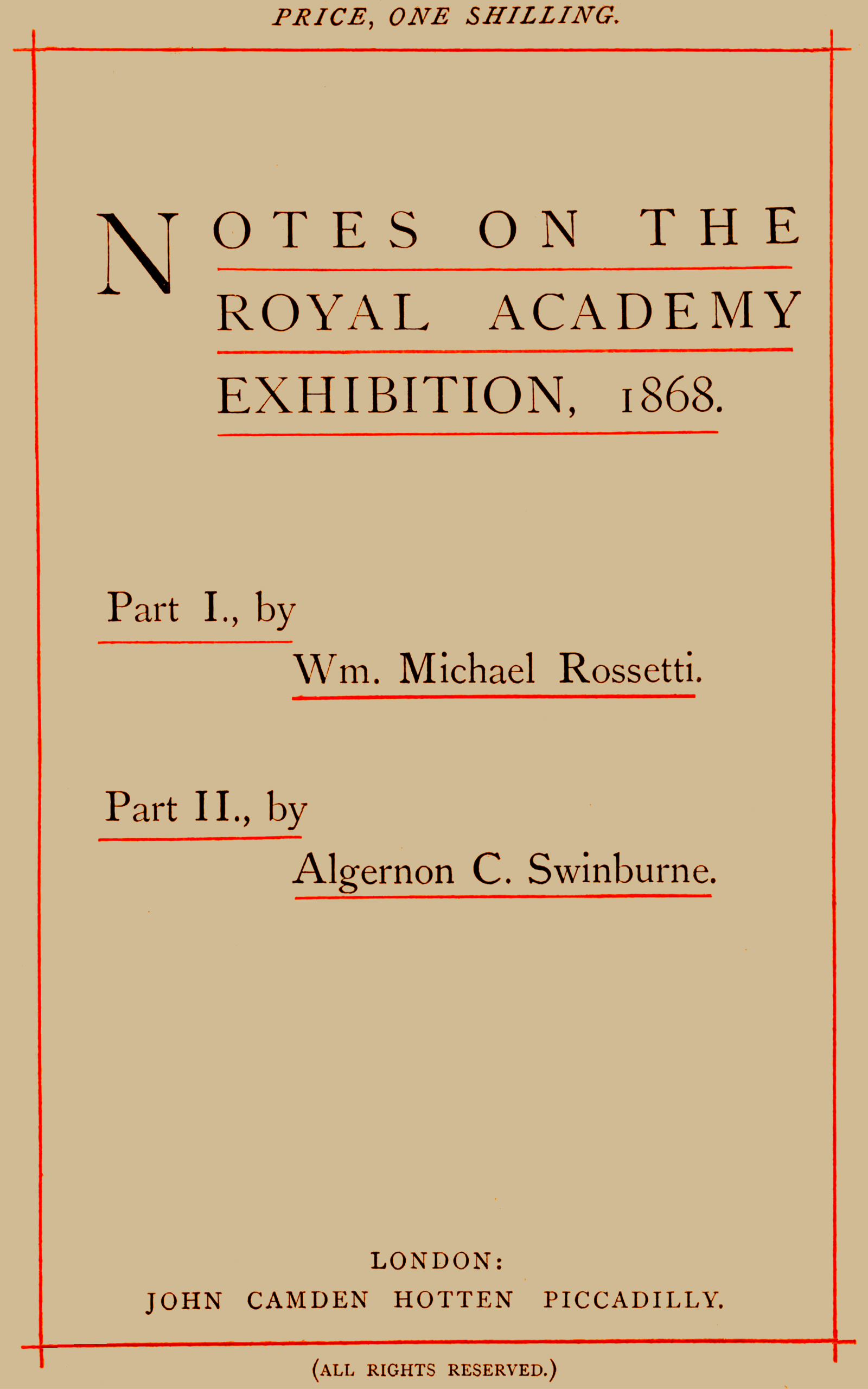Notes on the Royal Academy Exhibition, 1868