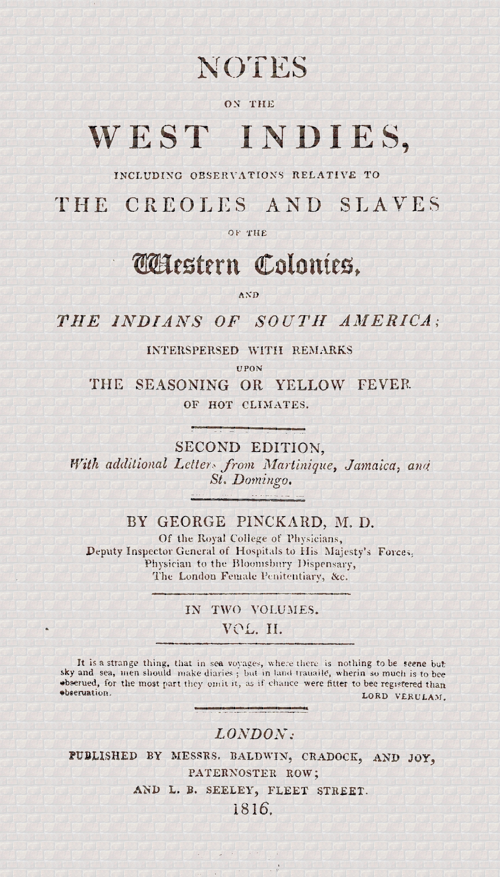 Notes on the West Indies, Vol. II