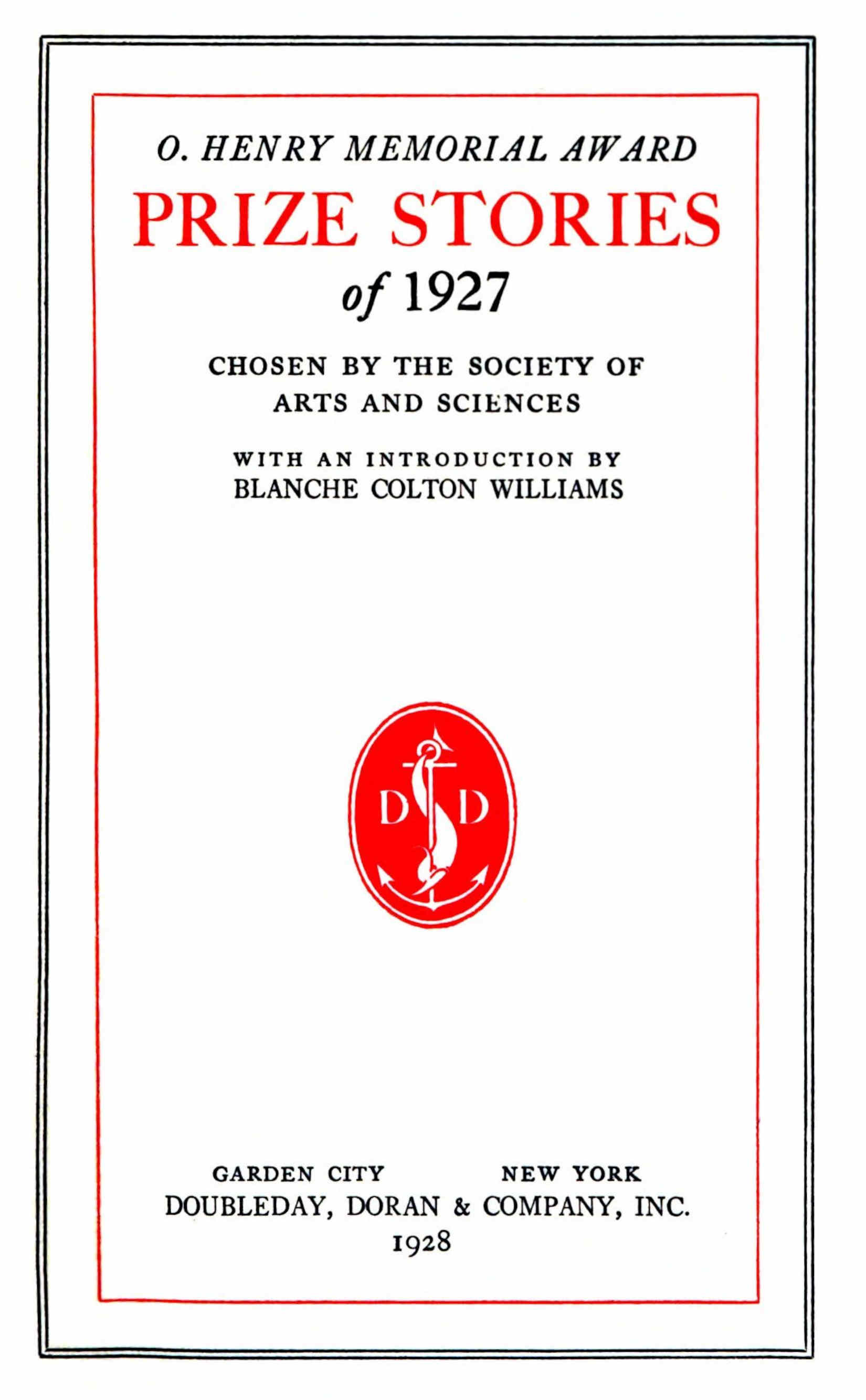 O. Henry Memorial Award prize stories of 1927