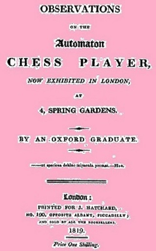 Observations on the Automaton CHESS PLAYER