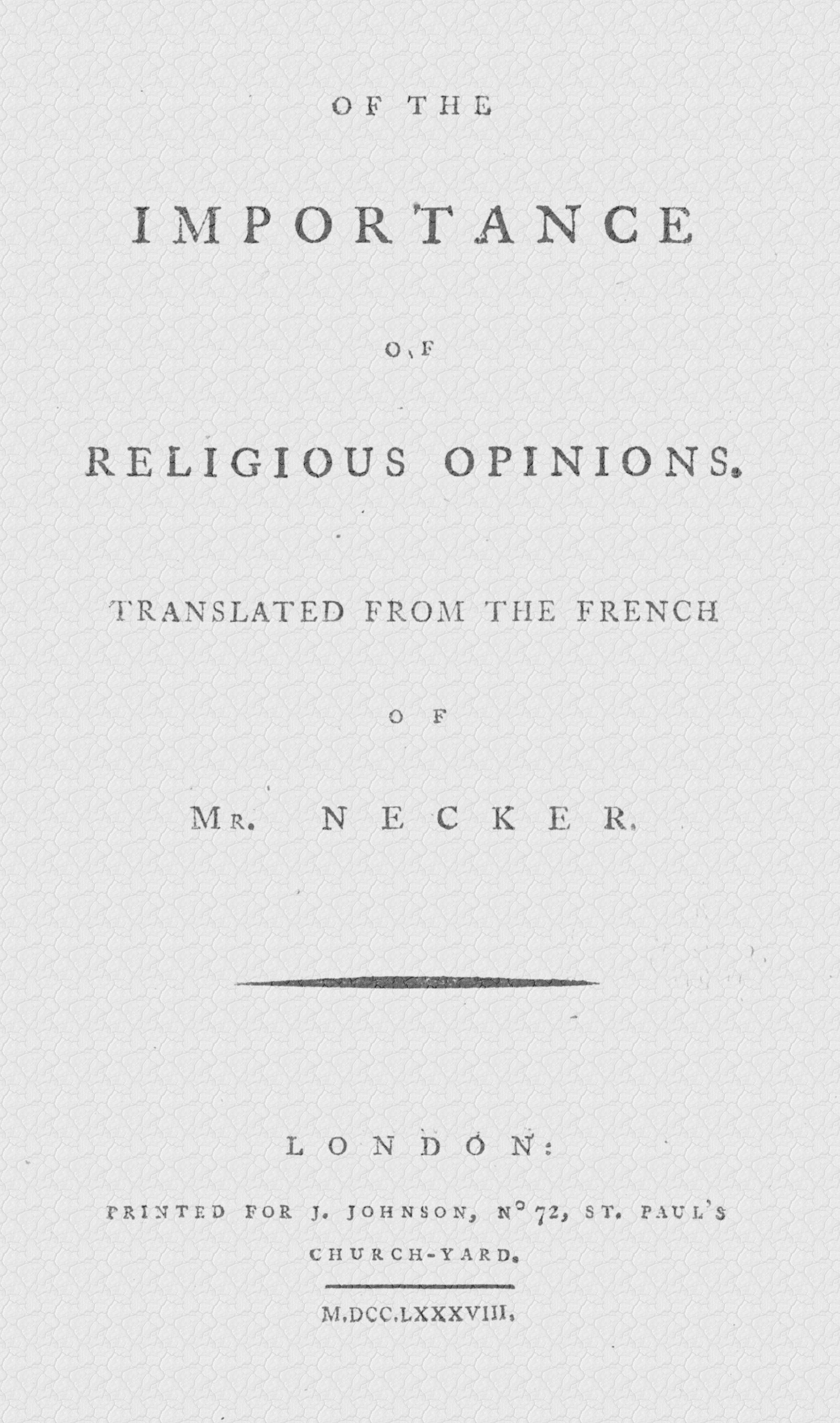 Of the Importance of Religious Opinions