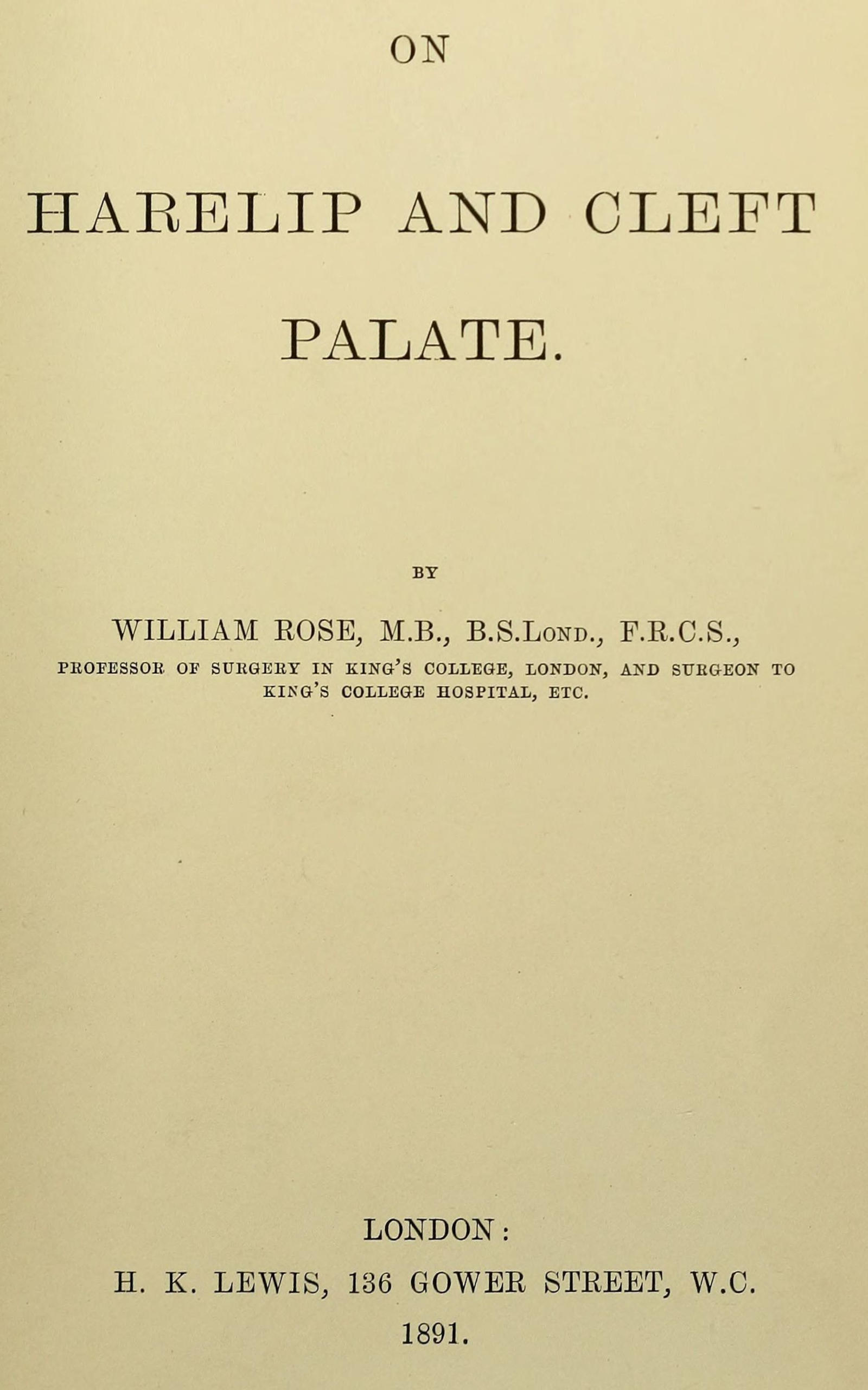 On Harelip and Cleft Palate