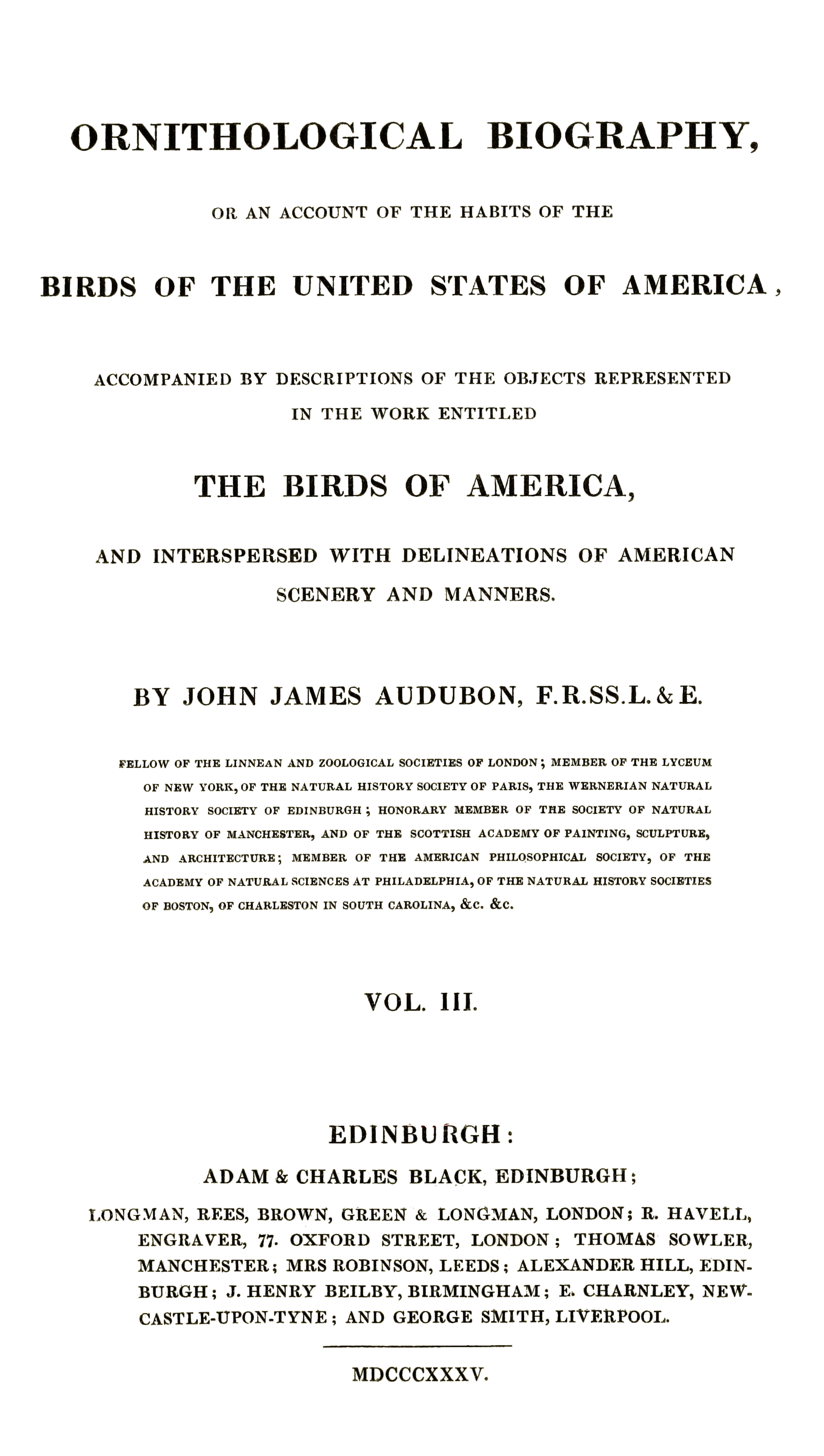 Ornithological Biography (Volume III)