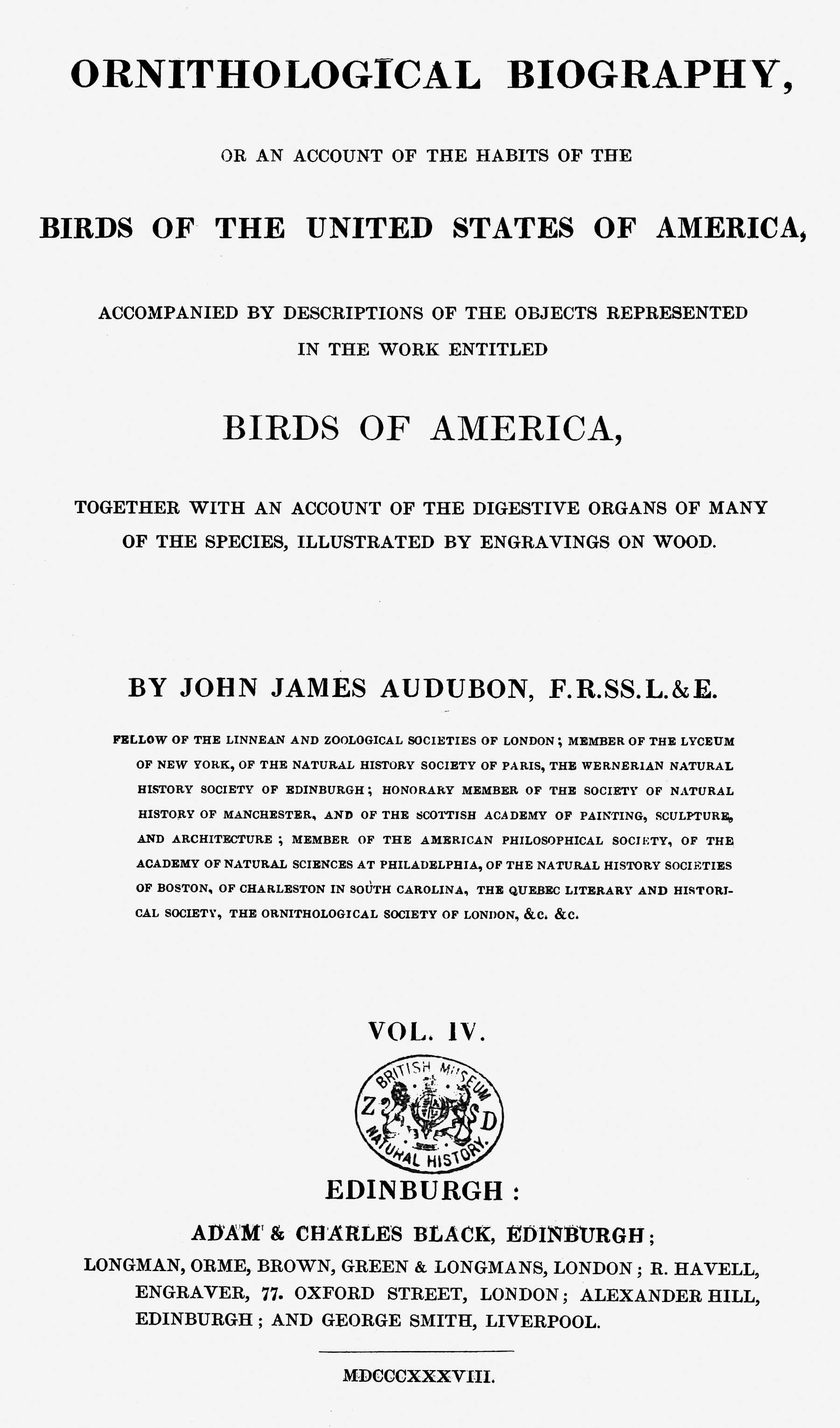 Ornithological Biography, Volume IV