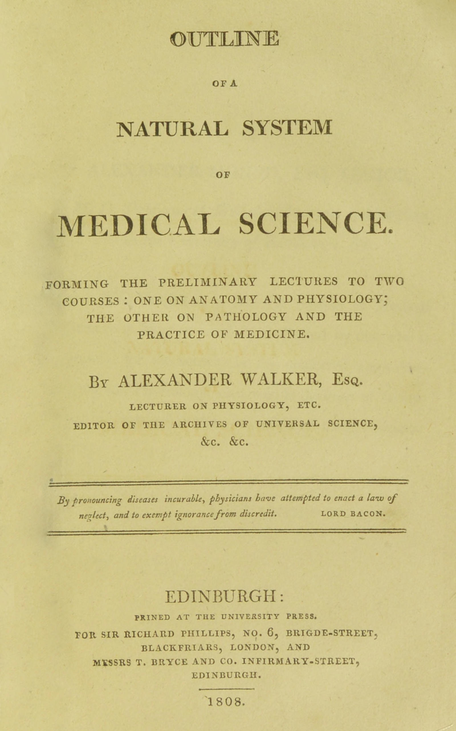 Outline of a natural system of medical science