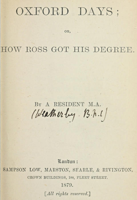 Oxford Days; or How Ross Got His Degree