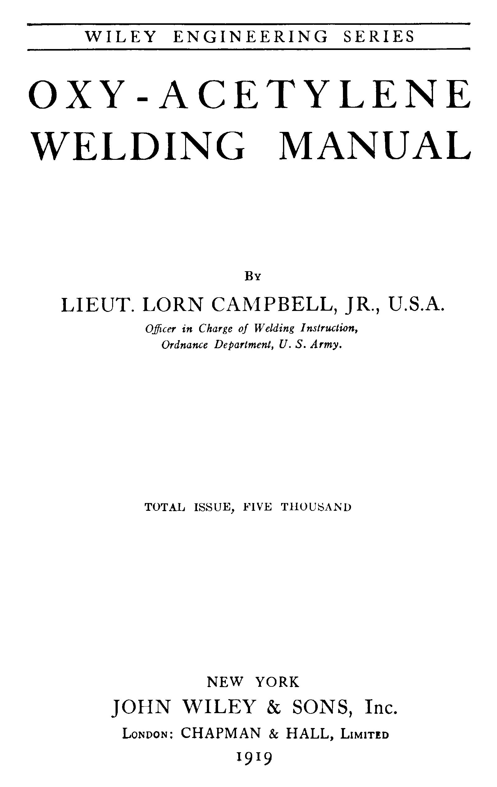 Oxy-Acetylene Welding Manual