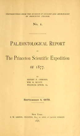 Palæontological Report of the Princeton Scientific Expedition of 1877