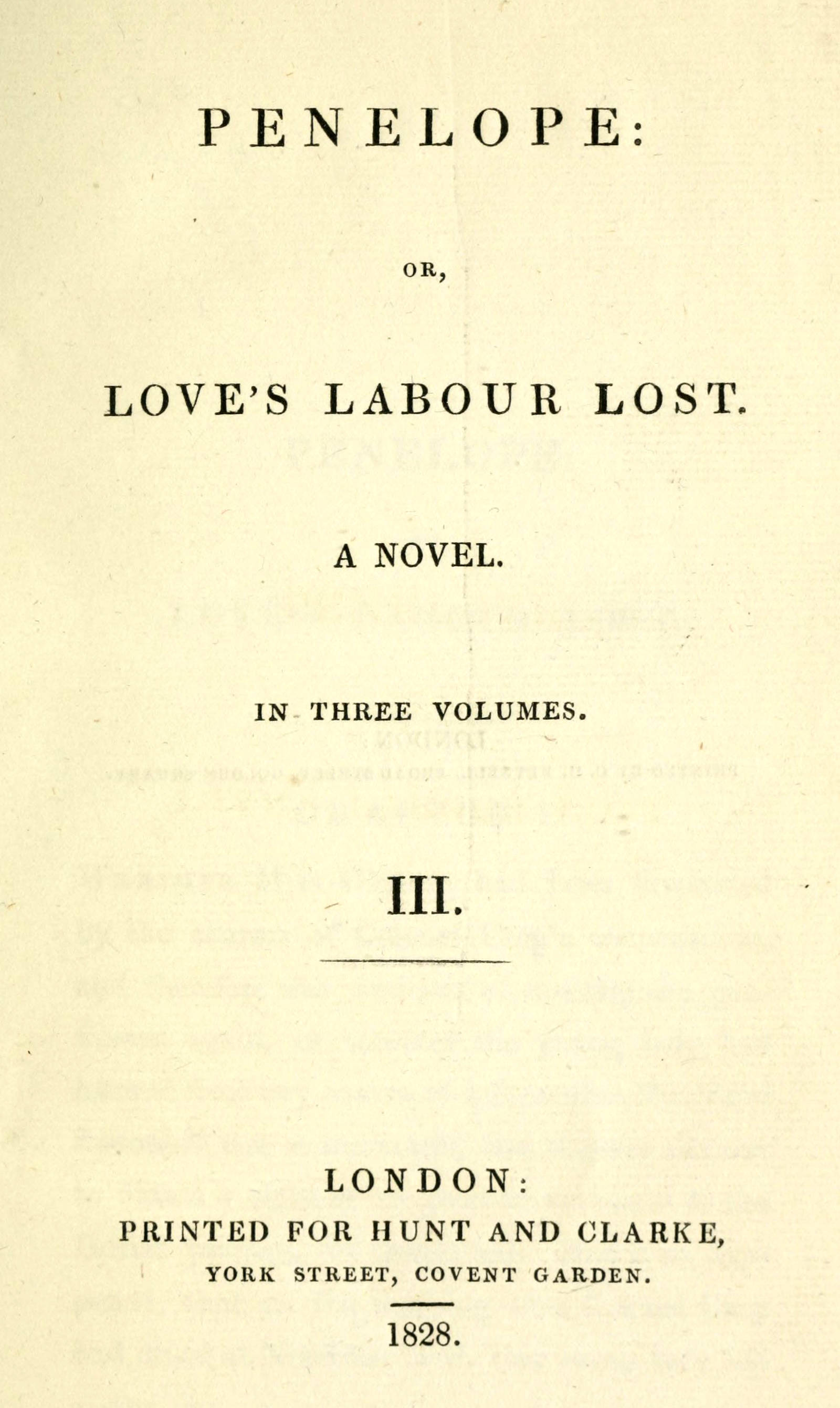 Penelope: Or Love’s Labour Lost, vol. 3