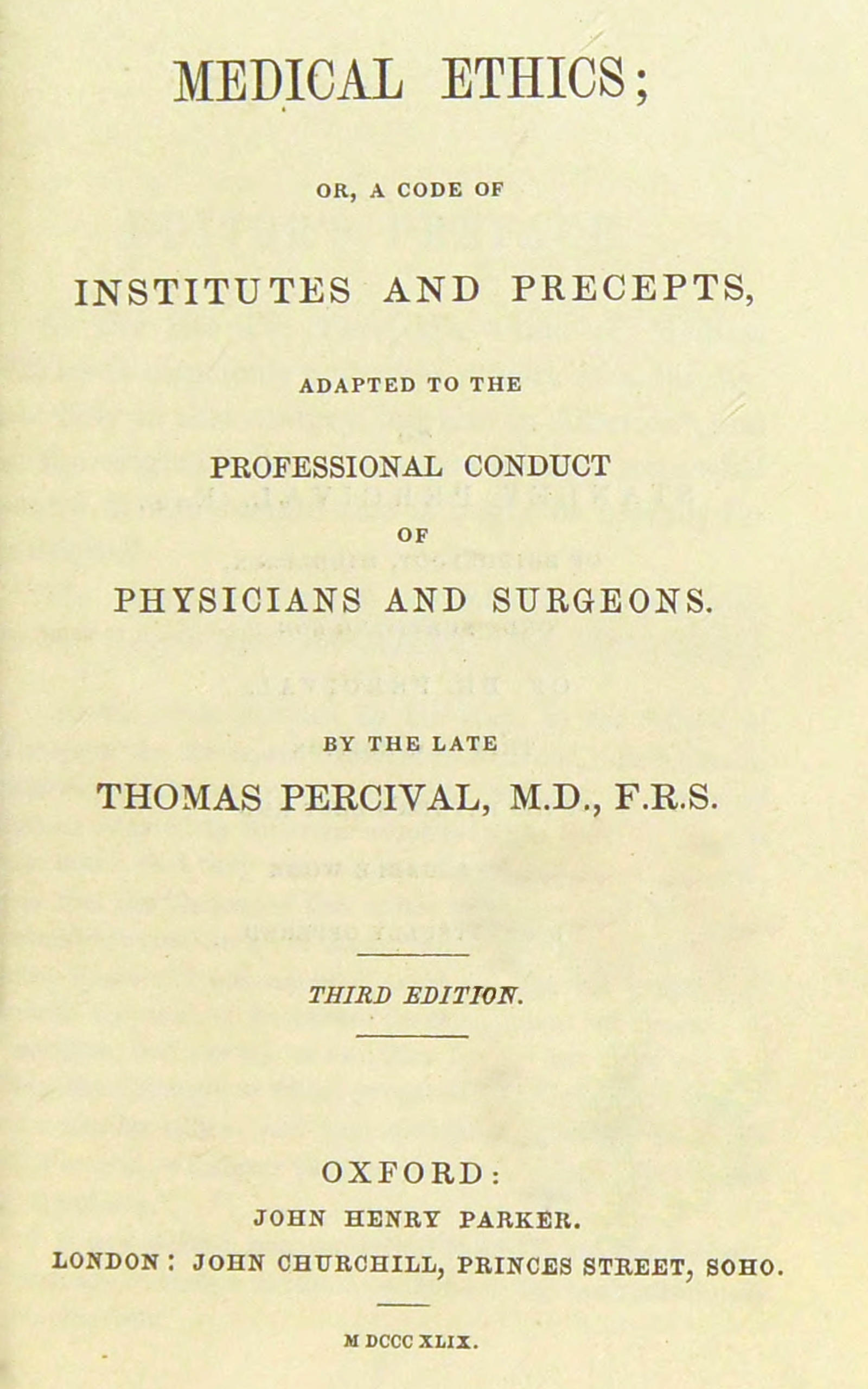 Percival’s Medical Ethics
