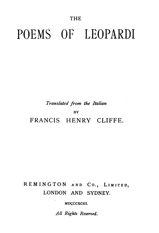 Poems of Leopardi