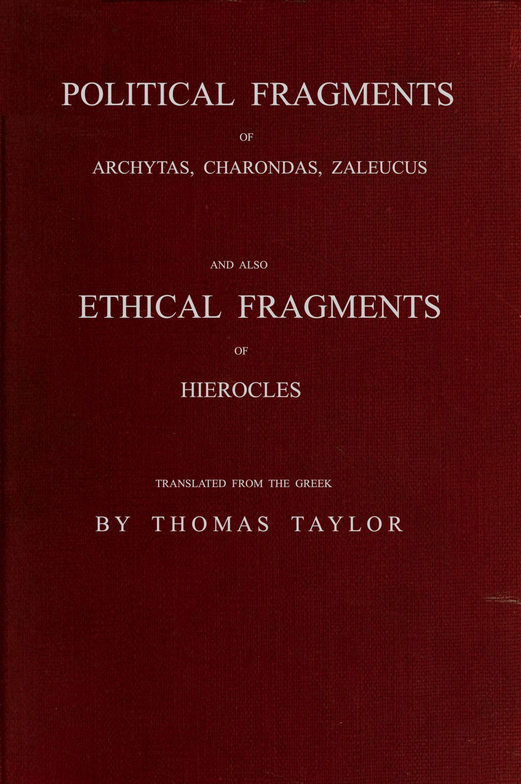 Political and ethical fragments