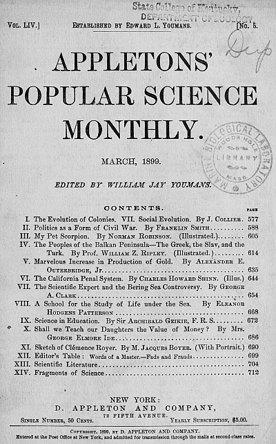 POPULAR SCIENCE MONTHLY, March 1899, Vol. LIV, No. 5, edited by WILLIAM JAY YOUMANS