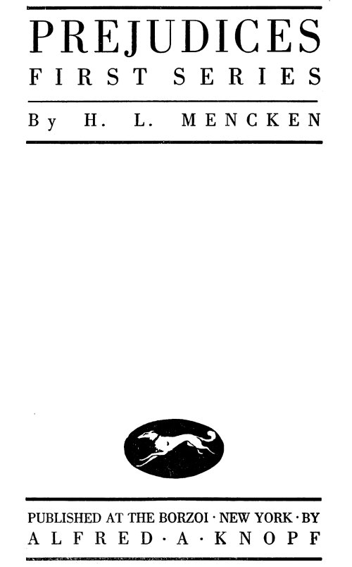 Prejudices, First Series