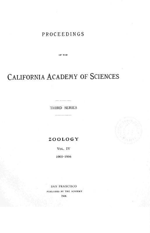 Proceedings of the California Academy of Sciences, published by the Academy