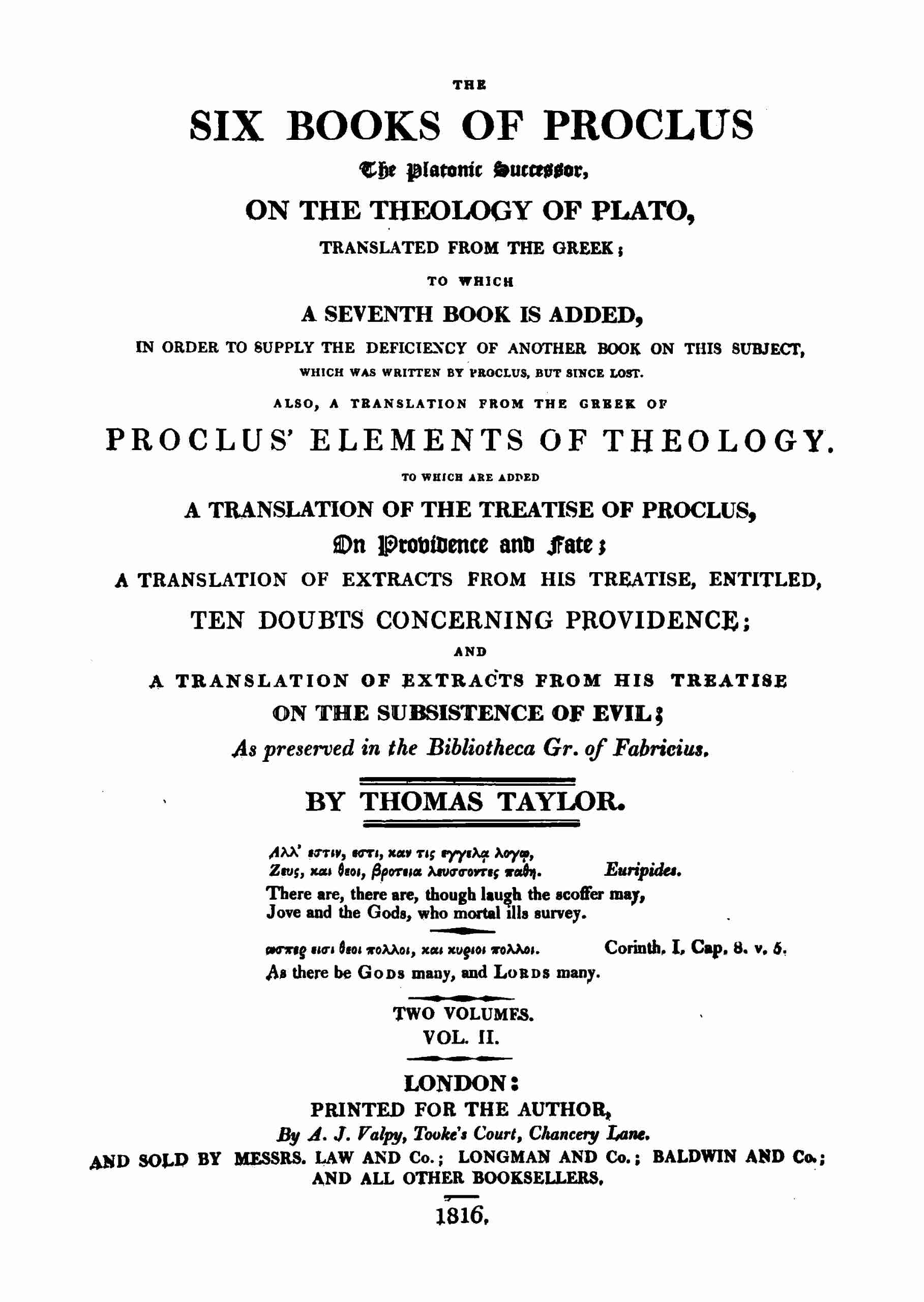 Proclus on the Theology of Plato Vol 2