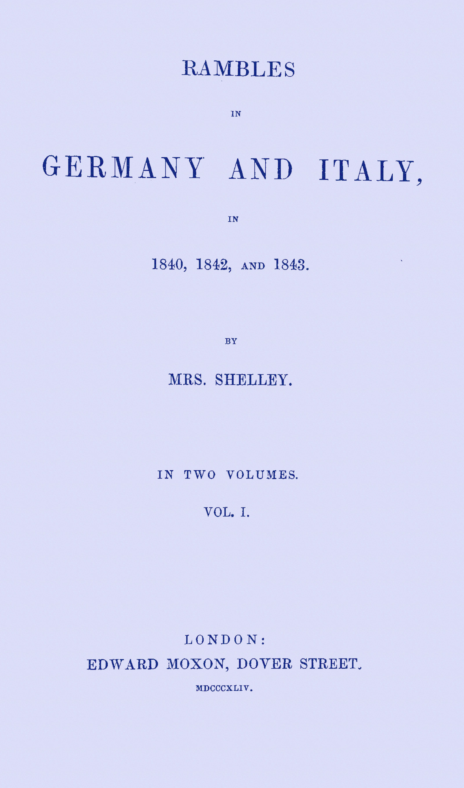 Rambles in Germany and Italy